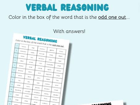 Verbal Reasoning Odd One Out Bundle .